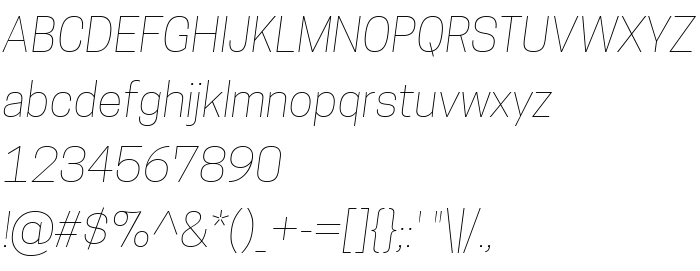 Pratinjauan jenis huruf CooperHewitt-ThinItalic
