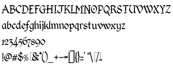 Pratinjauan jenis huruf Kingthings Calligraphica Light