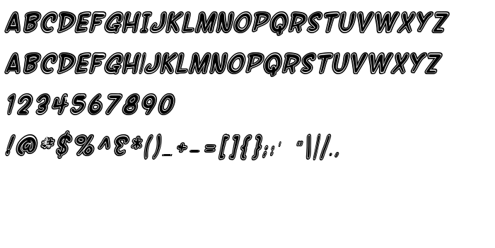 Pratinjauan jenis huruf SF Wonder Comic Inline Italic