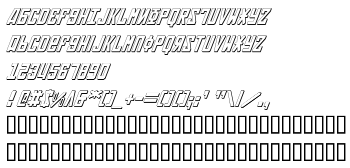 Pratinjauan jenis huruf Soviet 3D Italic