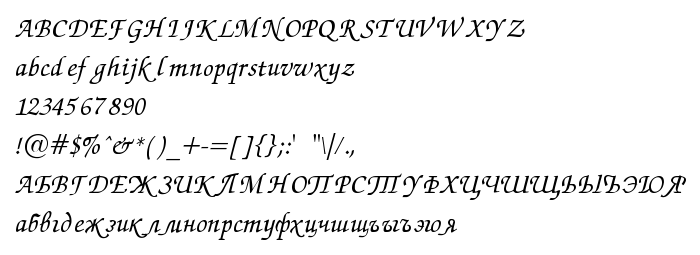 Pratinjauan jenis huruf Zapf Chancery Italic:001.007