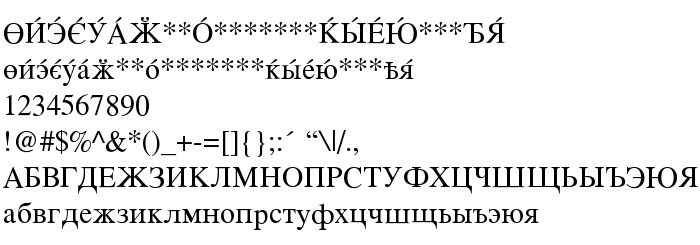 Pratinjauan jenis huruf CyrillicSerif Roman