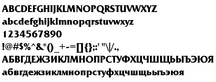 Pratinjauan jenis huruf FrizQuadrataCTT Bold