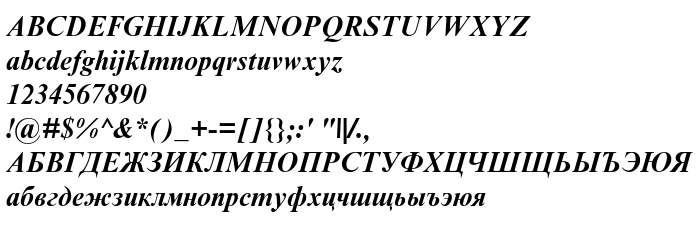 Pratinjauan jenis huruf Times NR Cyr MT Bold Inclined